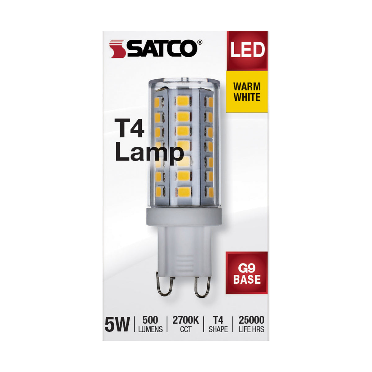 5 Watt G9 LED - Clear - 2700K - T4 Shape - 120 Volt