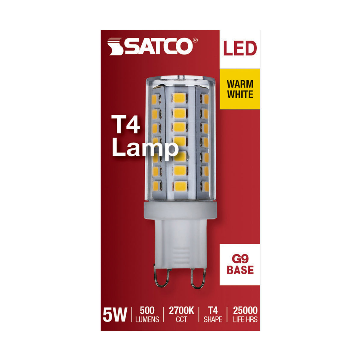 5 Watt G9 LED - Clear - 2700K - T4 Shape - 120 Volt