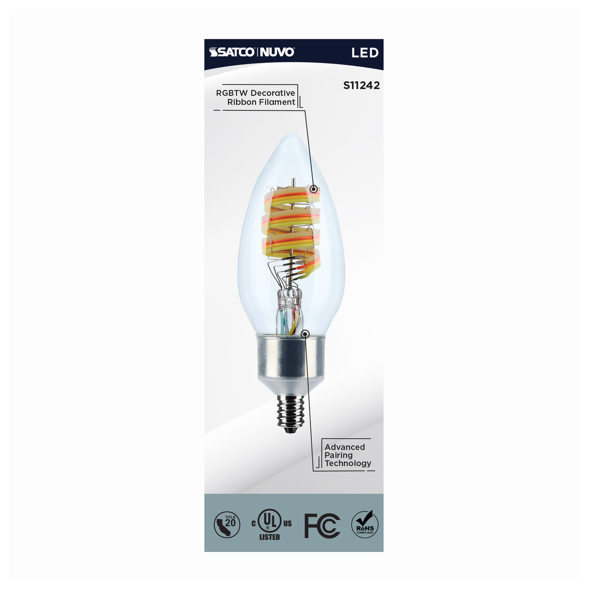 4 Watt - B11 LED - 2700K-5000K RGB/Tunable White - Starfish IOT - Clear - Candelabra Base - 120 Volt