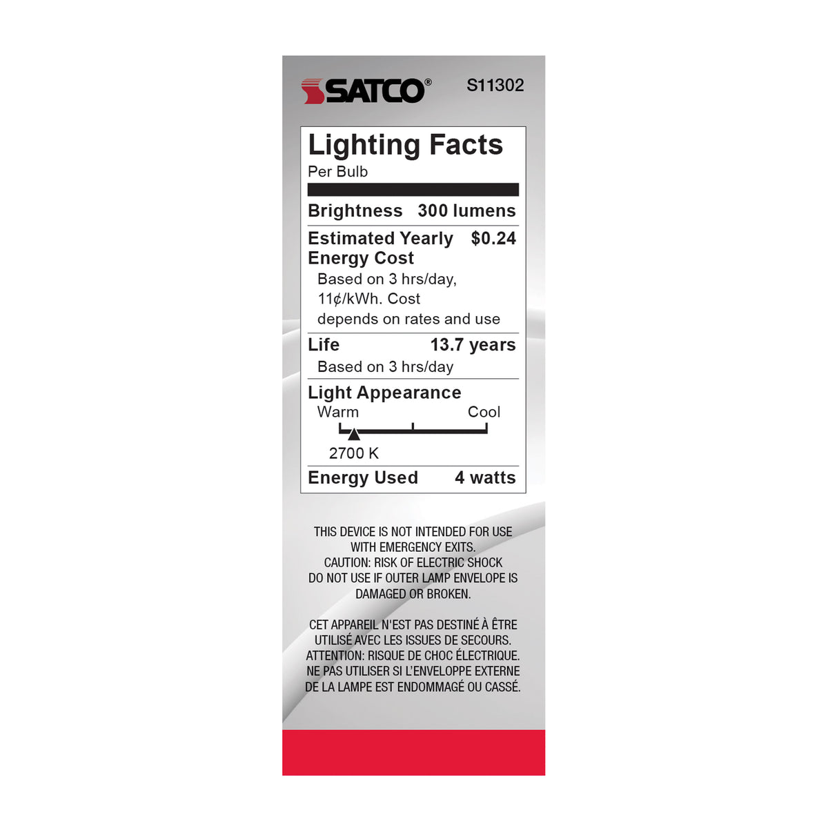 4 Watt CA11 LED Filament - Satin Spun Clear - Candelabra base - 2700K - 120 Volt