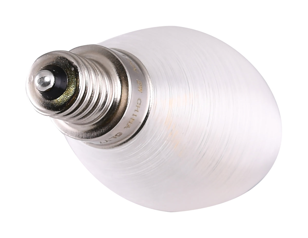 2 Watt CA11 LED Filament - Satin Spun Clear - Candelabra base - 2700K - 120 Volt - Carded
