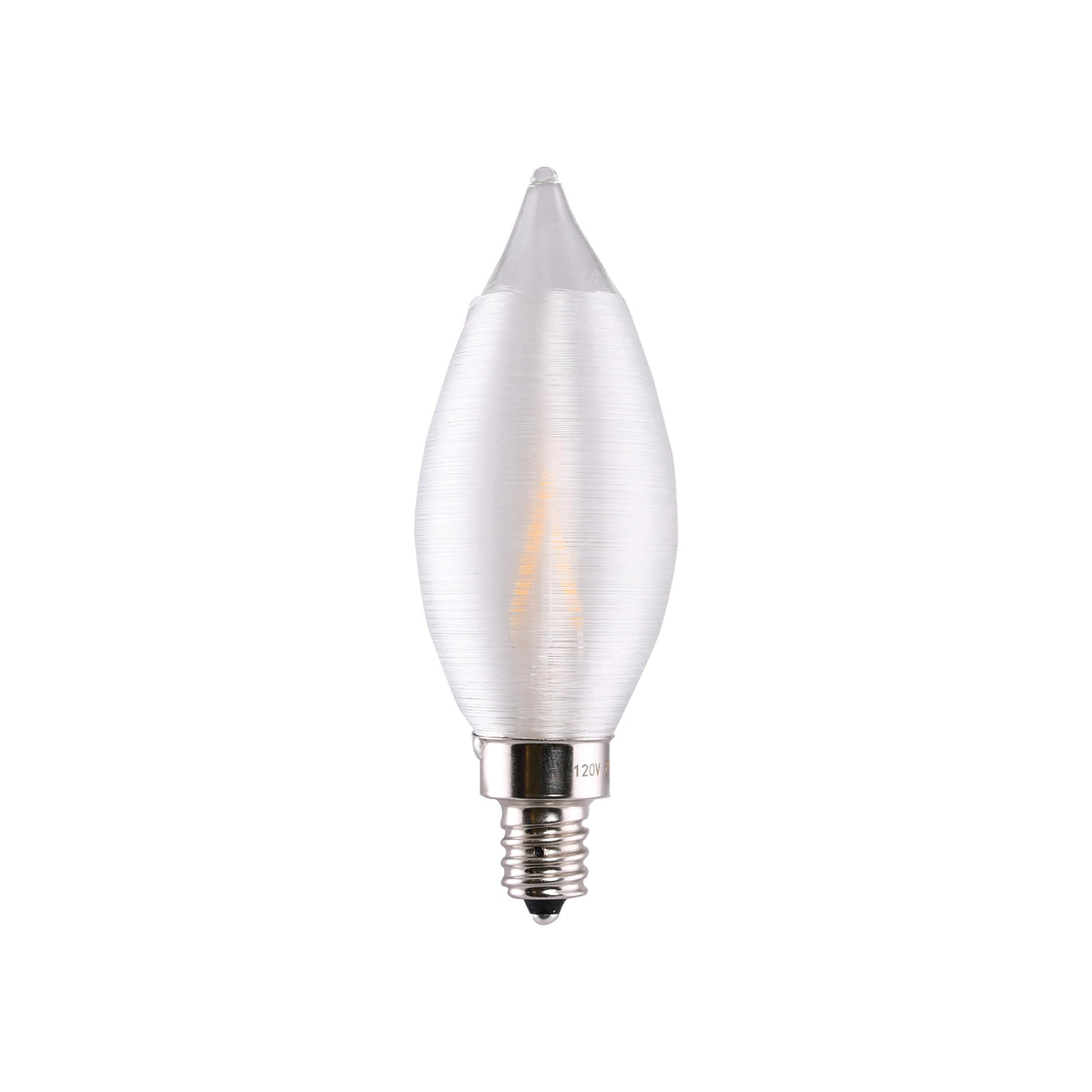 2 Watt CA11 LED Filament - Satin Spun Clear - Candelabra base - 2700K - 120 Volt - Carded