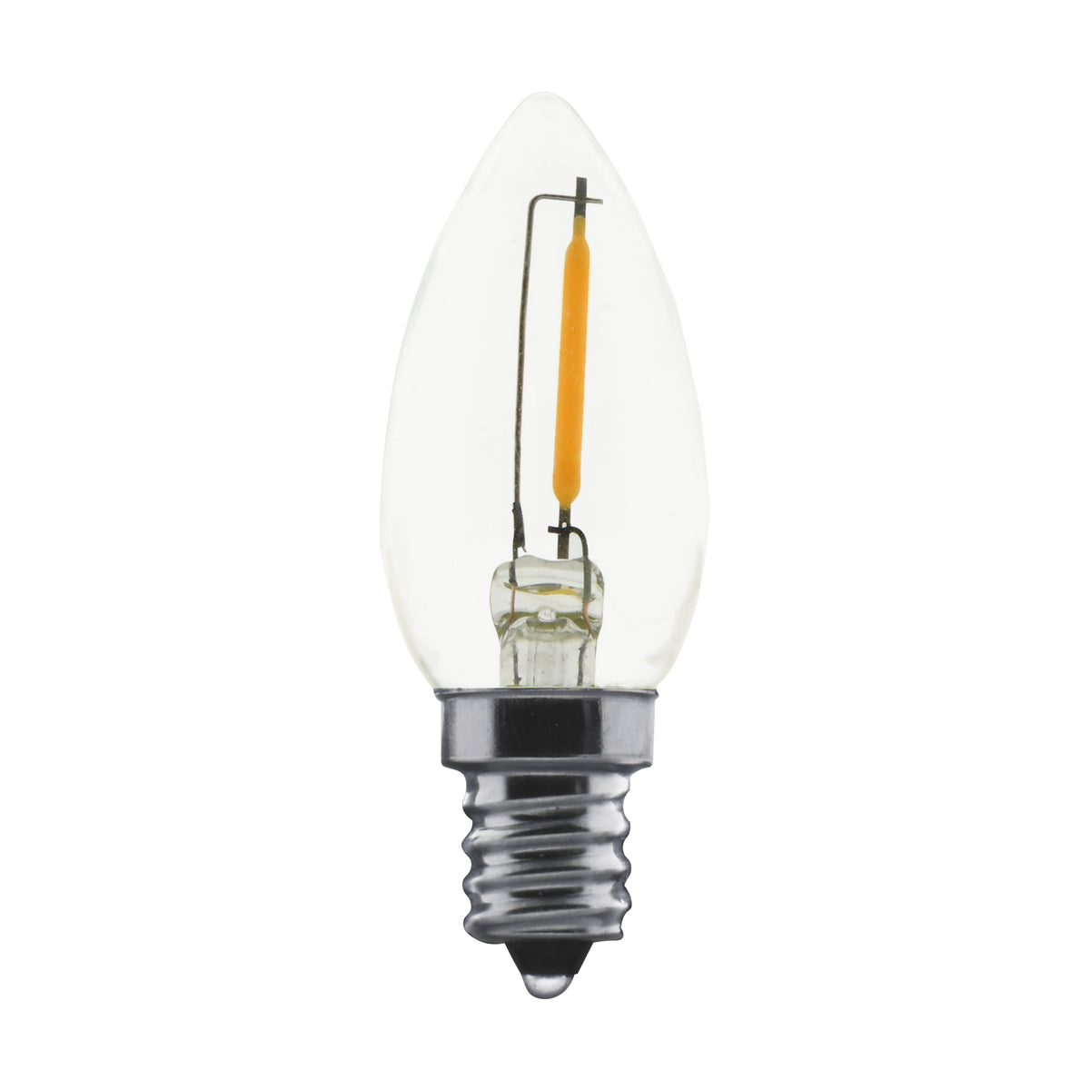 0.7 Watt LED Filament - C7 - Clear - 2700K - Candelabra base - 120 Volt - Carded 2 Pack for commercial spaces and hospitality