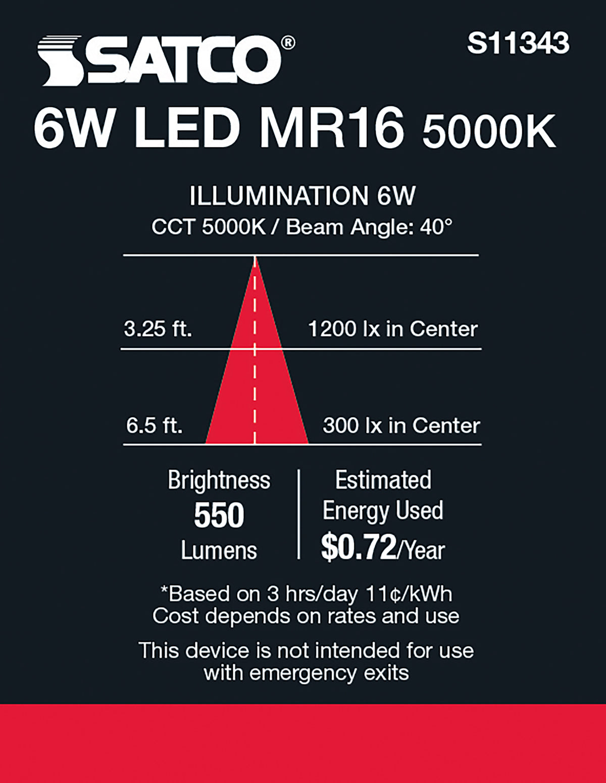 6 Watt - MR16 LED - 5000K - GU5.3 base - 40 deg. Beam Angle - 24 Volt