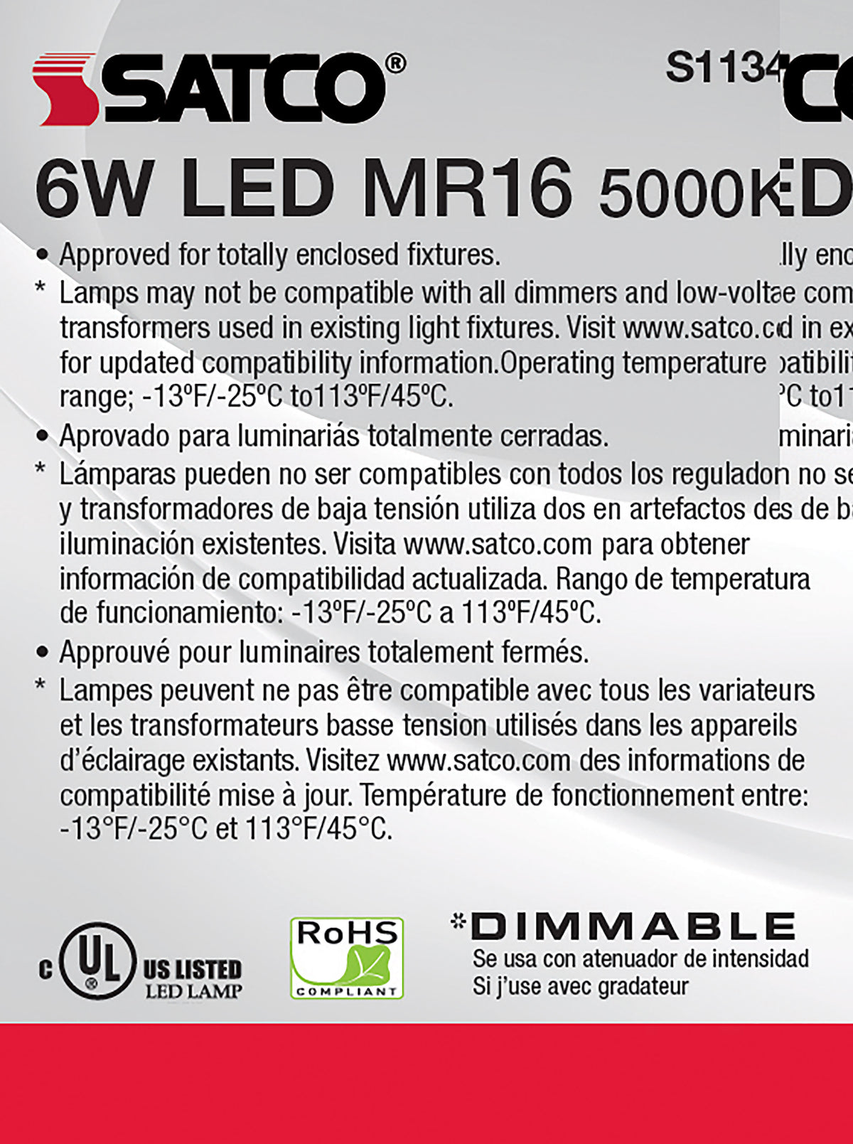 6 Watt - MR16 LED - 5000K - GU5.3 base - 40 deg. Beam Angle - 24 Volt