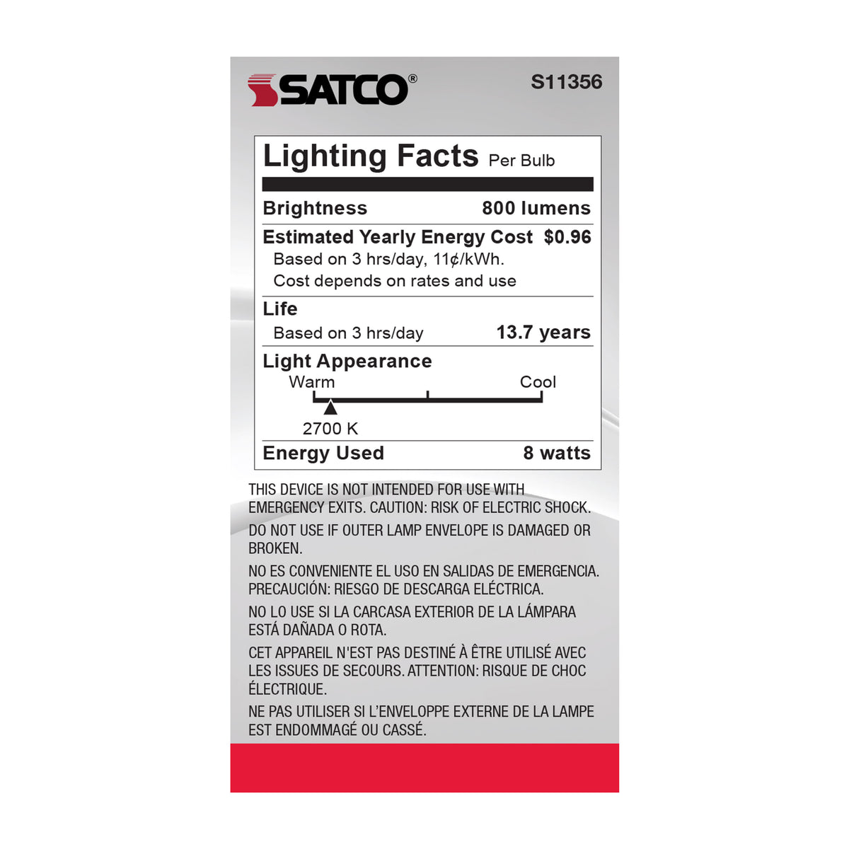 8 Watt - A19 LED Filament - Soft White - 2700K - Medium base - 120 Volt