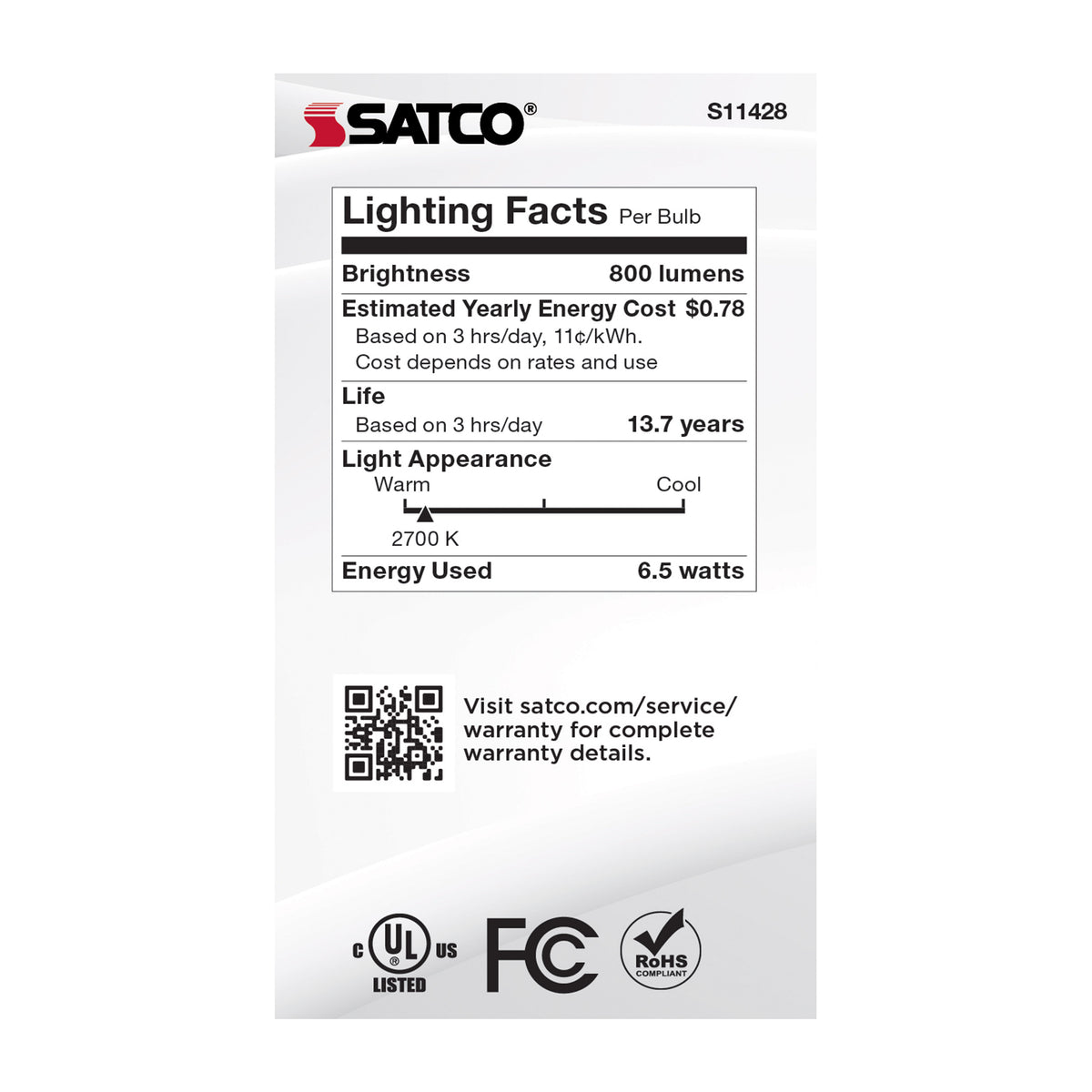 6.5 Watt - A19 LED Filament - Dusk to Dawn With PhotoCell - 2700K - Medium base - 320 deg. Beam Angle - 120 Volt