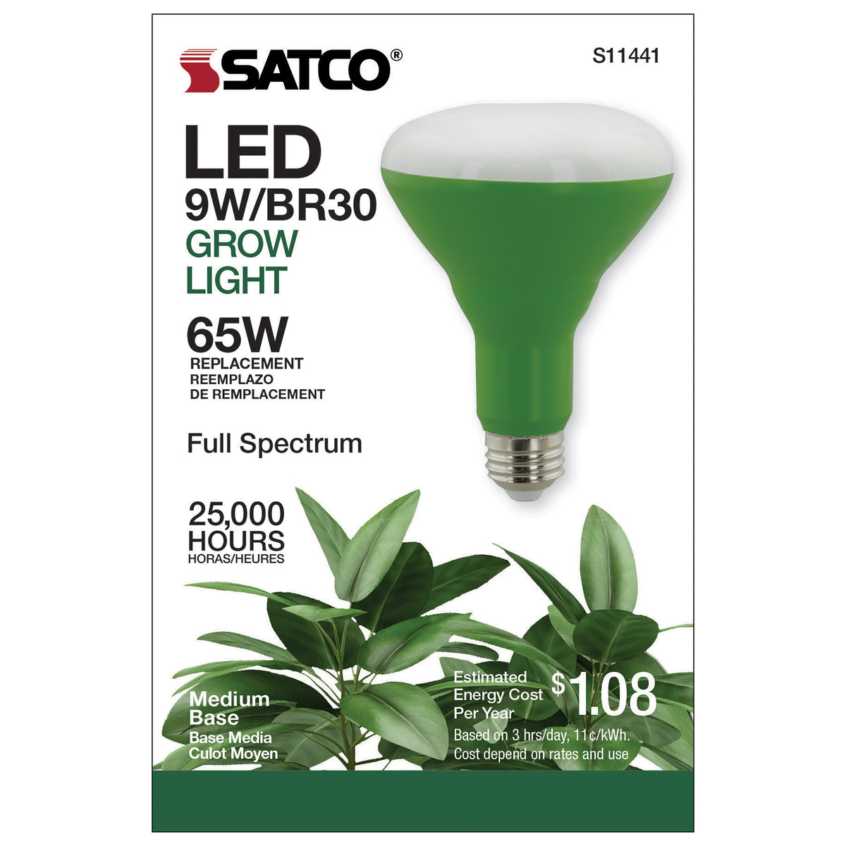 9 Watt - BR30 LED - Full Spectrum Plant Grow Lamp - Medium Base - 120 Volt