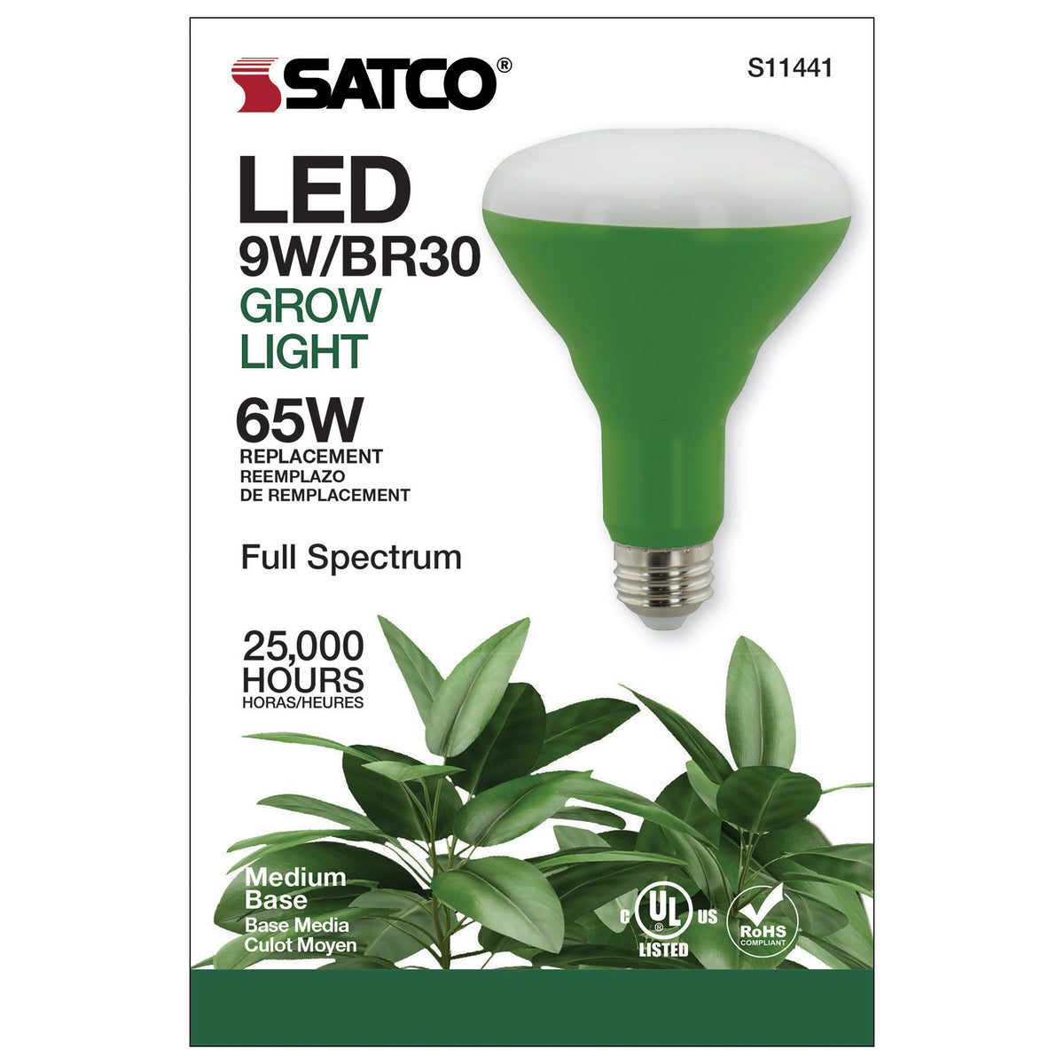 9 Watt - BR30 LED - Full Spectrum Plant Grow Lamp - Medium Base - 120 Volt