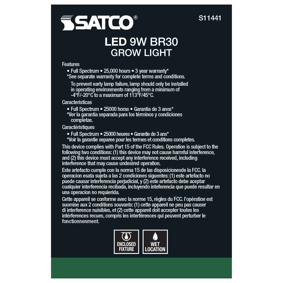 9 Watt - BR30 LED - Full Spectrum Plant Grow Lamp - Medium Base - 120 Volt