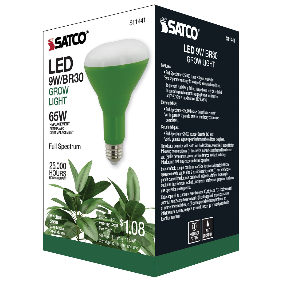 9 Watt - BR30 LED - Full Spectrum Plant Grow Lamp - Medium Base - 120 Volt