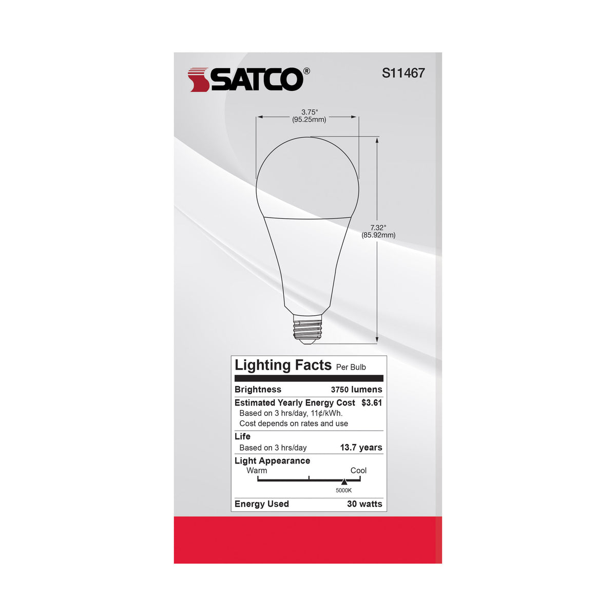 30 Watt - LED - A25 - 5000K - Medium Base - Non Dimmable - 120 Volt