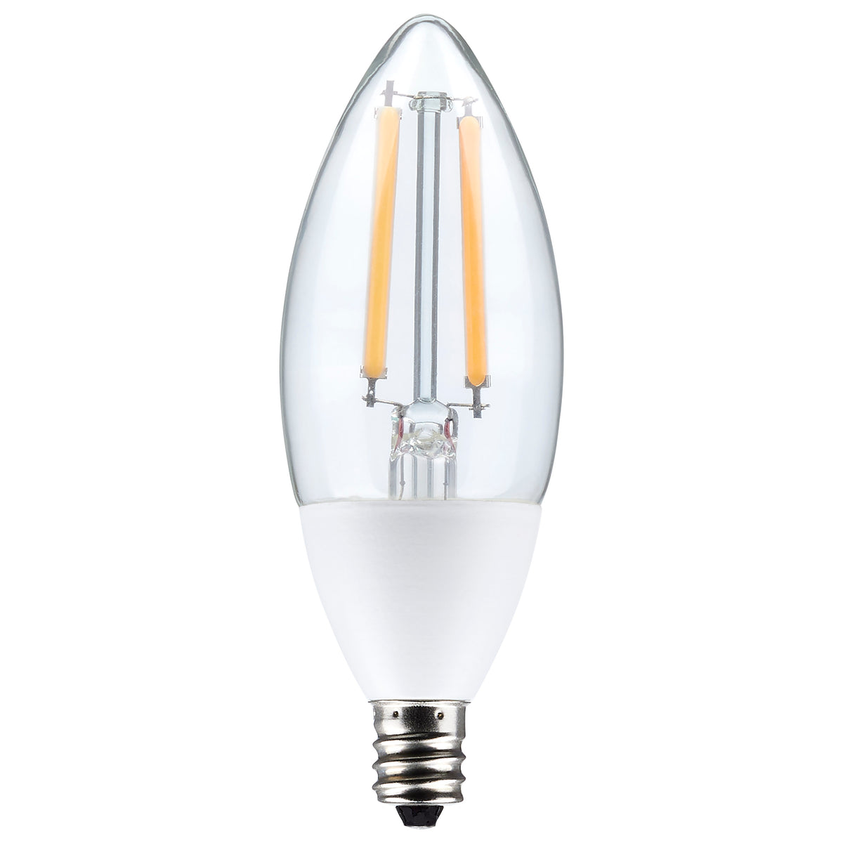5 Watt B11 - Dusk to Dawn LED Filament - 2700K - Candelabra Base - 120 Volt - 90 CRI - With Photocell bulb or fixture view