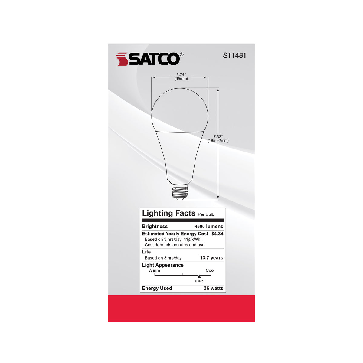Ultra Bright Utility Lamp - 36 Watt - PS30 LED - Dimmable - Frost Finish - Medium Base - 4000K - 120 Volt - High Lumen