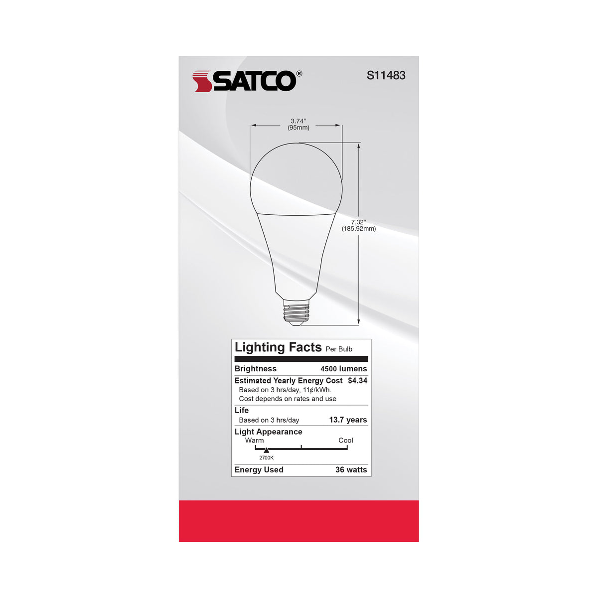 Ultra Bright Utility Lamp - 36 Watt - PS30 LED - Dimmable - Frost Finish - Mogul Base - 2700K - 120 Volt - High Lumen