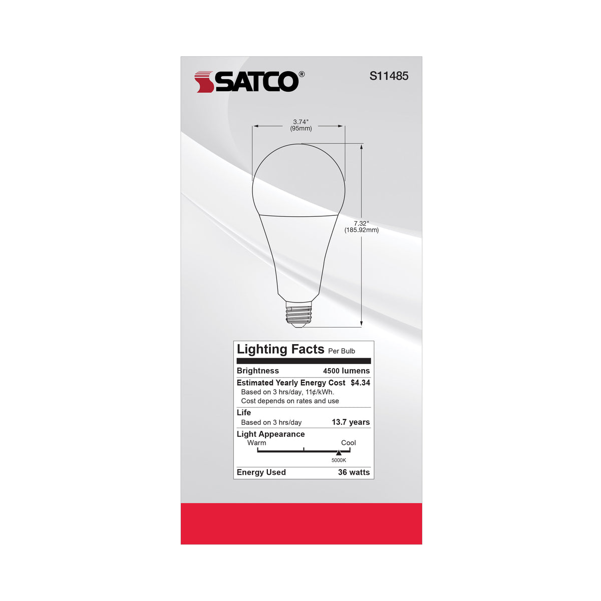 Ultra Bright Utility Lamp - 36 Watt - PS30 LED - Dimmable - Frost Finish - Mogul Base - 5000K - 120 Volt - High Lumen