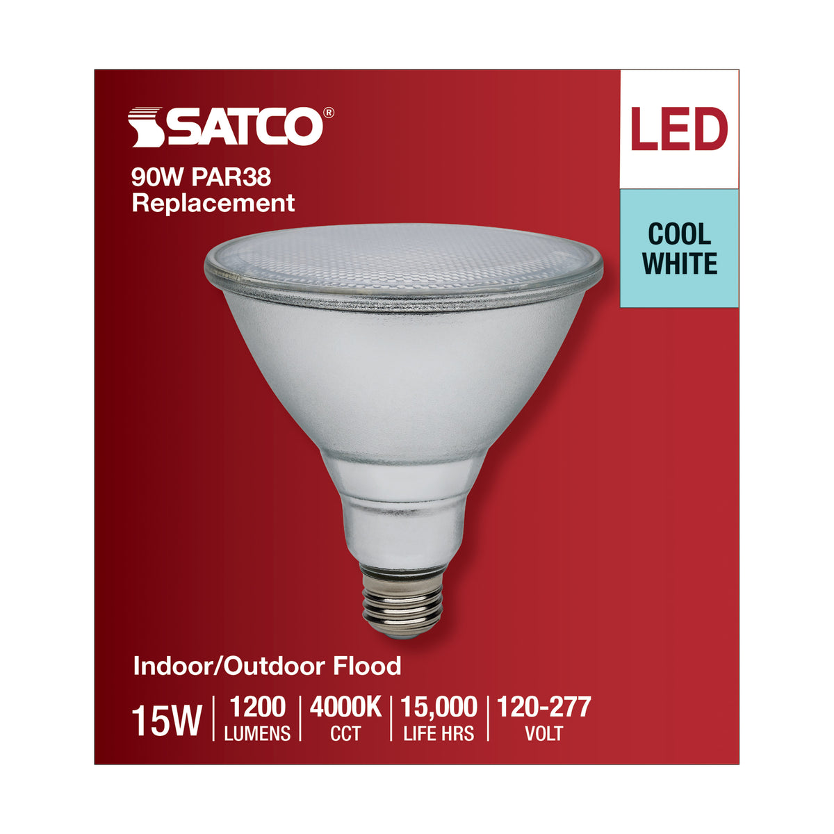 15 Watt PAR38 LED - 4000K - Medium Base - 120-277 Volt - 90 CRI