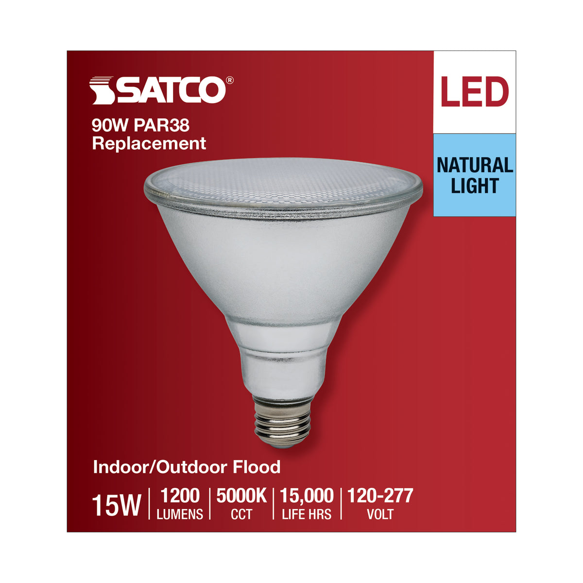 15 Watt PAR38 LED - 5000K - Medium Base - 120-277 Volt - 90 CRI