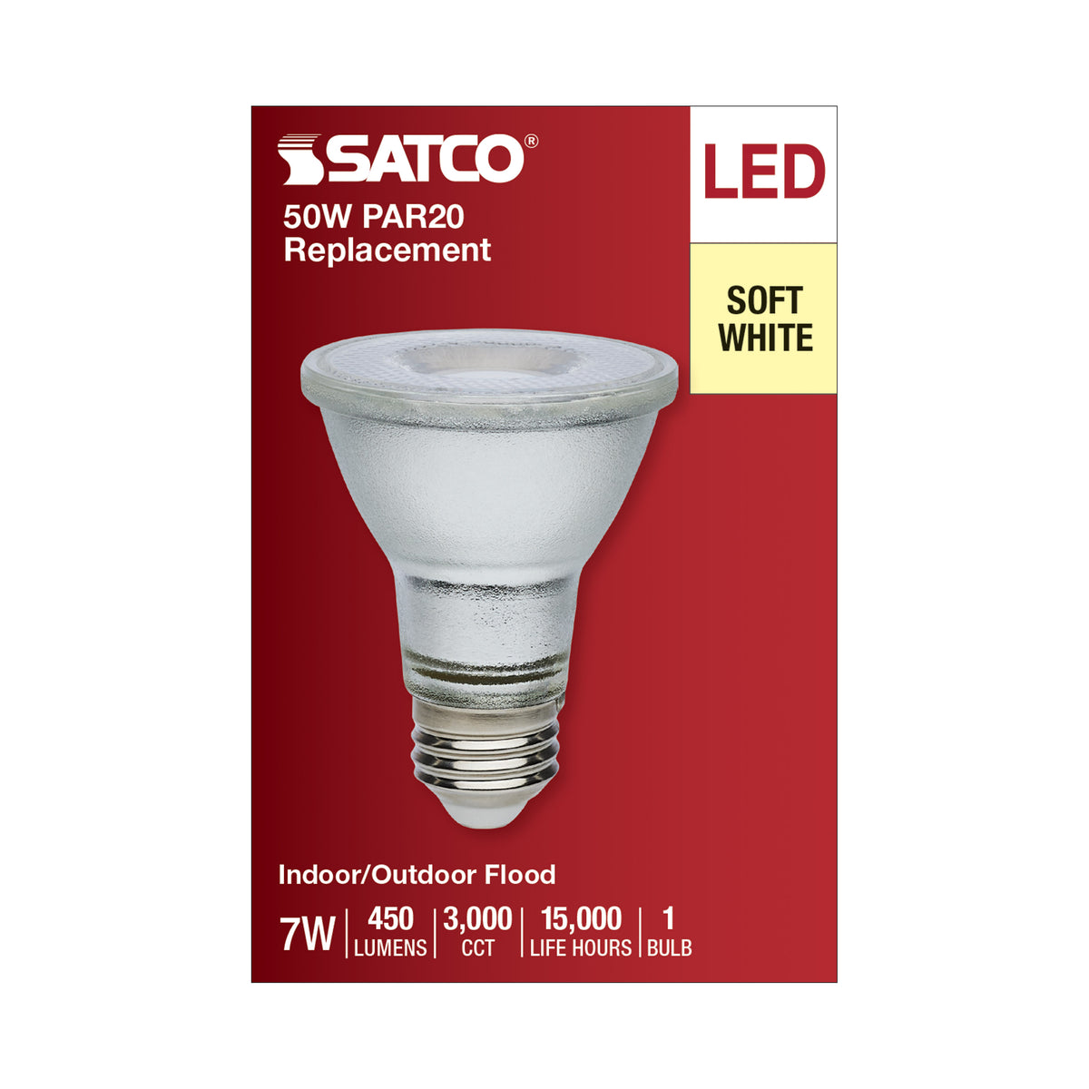7 Watt Econo LED PAR20 - 3000K - 35 Degree Beam Angle - Medium Base - 120-277 Volt - Silver Finish