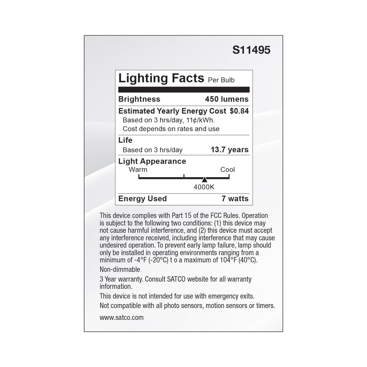 7 Watt Econo LED PAR20 - 4000K - 35 Degree Beam Angle - Medium Base - 120-277 Volt - Silver Finish