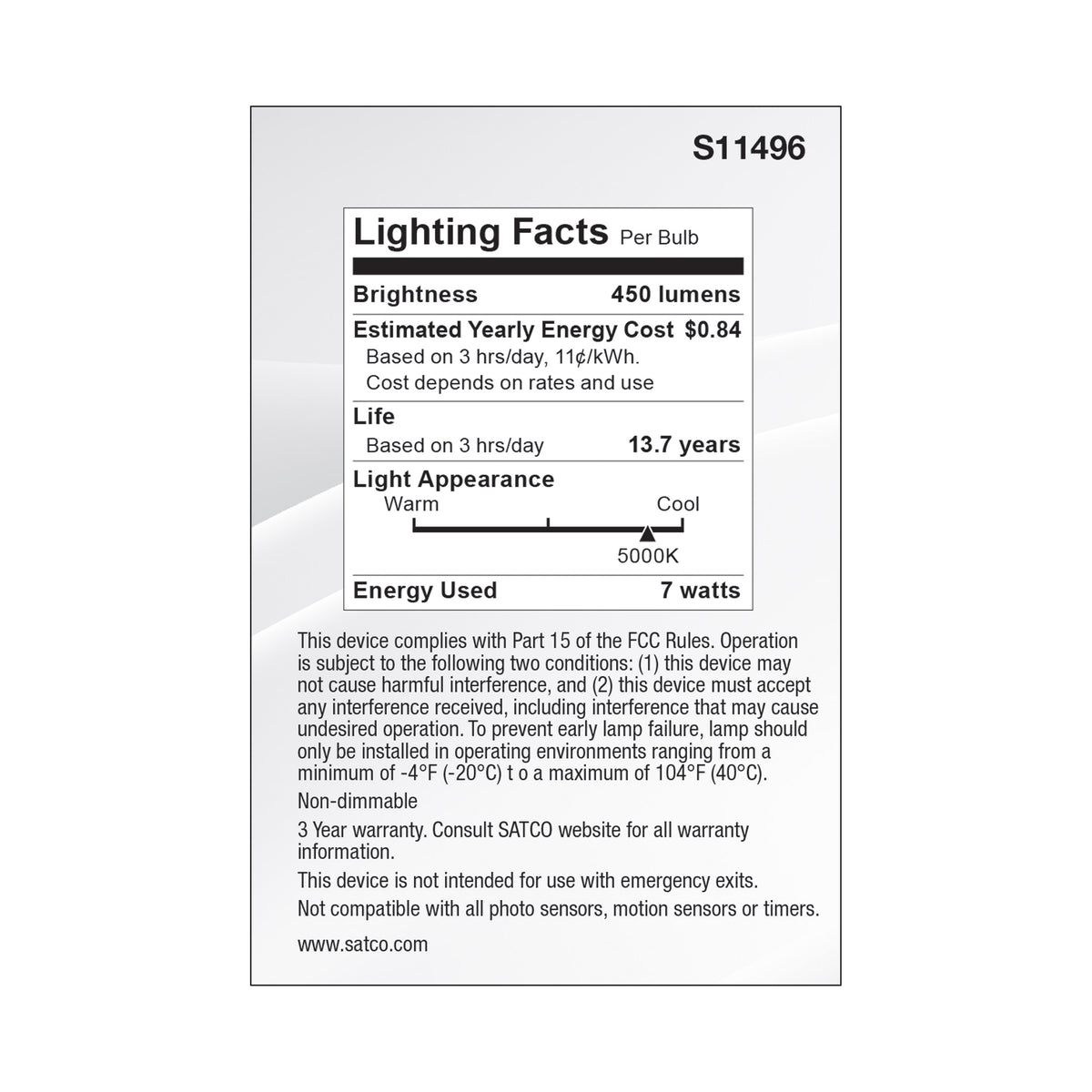 7 Watt Econo LED PAR20 - 5000K - 35 Degree Beam Angle - Medium Base - 120-277 Volt - Silver Finish