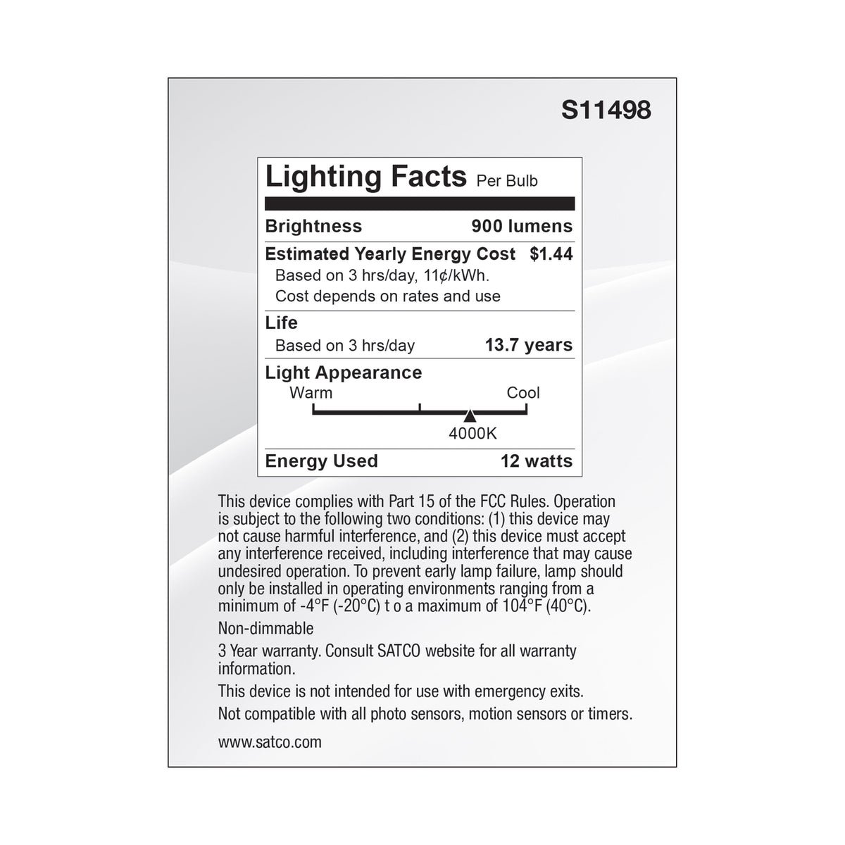 12 Watt Econo LED PAR30LN - 4000K - 35 Degree Beam Angle - Medium Base - 120-277 Volt - Silver Finish