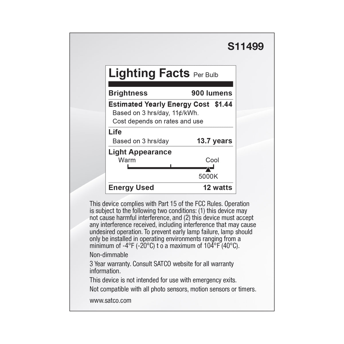 12 Watt Econo LED PAR30LN - 5000K - 35 Degree Beam Angle - Medium Base - 120-277 Volt - Silver Finish