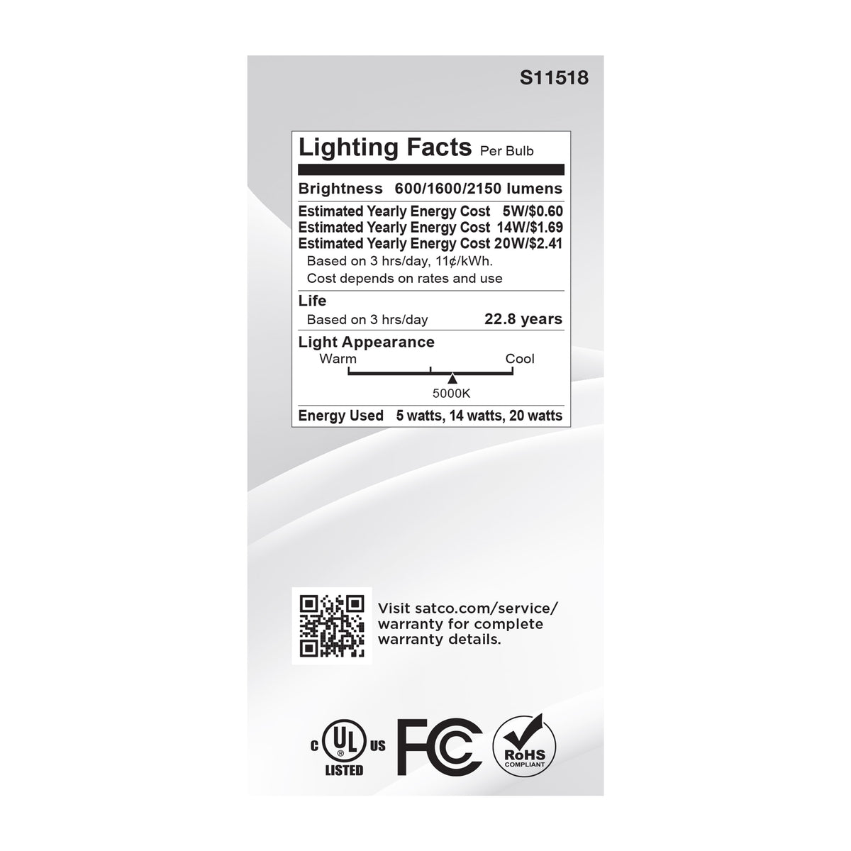 5/14/20 Watt A21 LED - 3-Way Lamp - Frost Finish - 5000K CCT - Medium Double Contact Base - 120 Volt