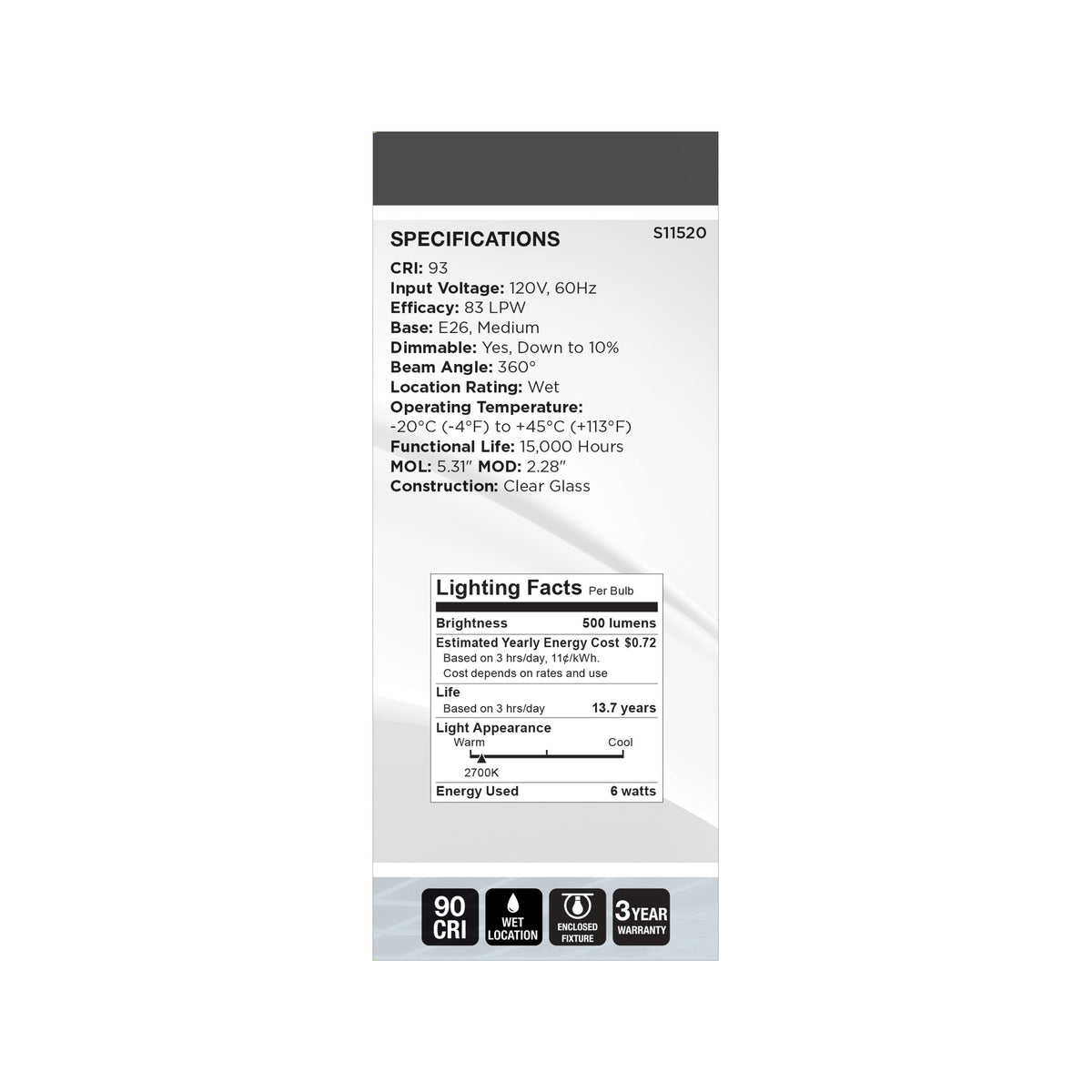 6 Watt LED - Reminiscent - Flex Gray Coil Filament - ST19 - Medium Base - 2700K CCT - Clear - 120 Volt