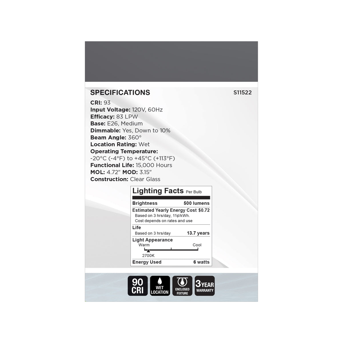 6 Watt LED - Reminiscent - Flex Gray Coil Filament - G25 - Medium Base - 2700K CCT - Clear - 120 Volt