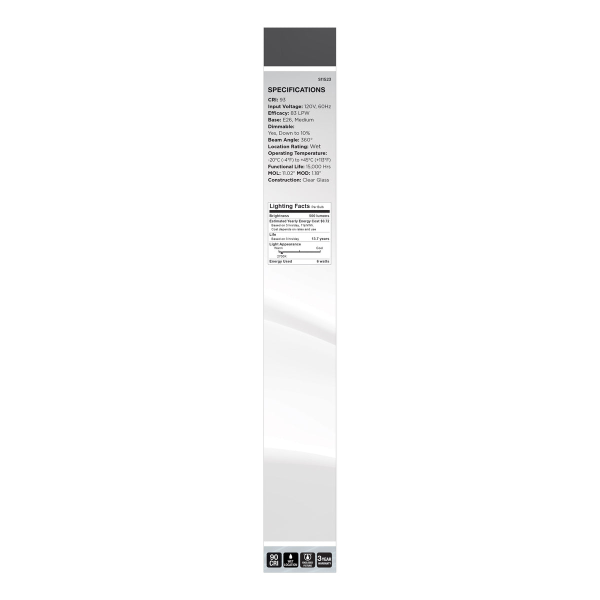 6 Watt LED - Reminiscent - Flex Gray Straight Filament - T9 - Medium Base - 2700K CCT - Clear - 120 Volt