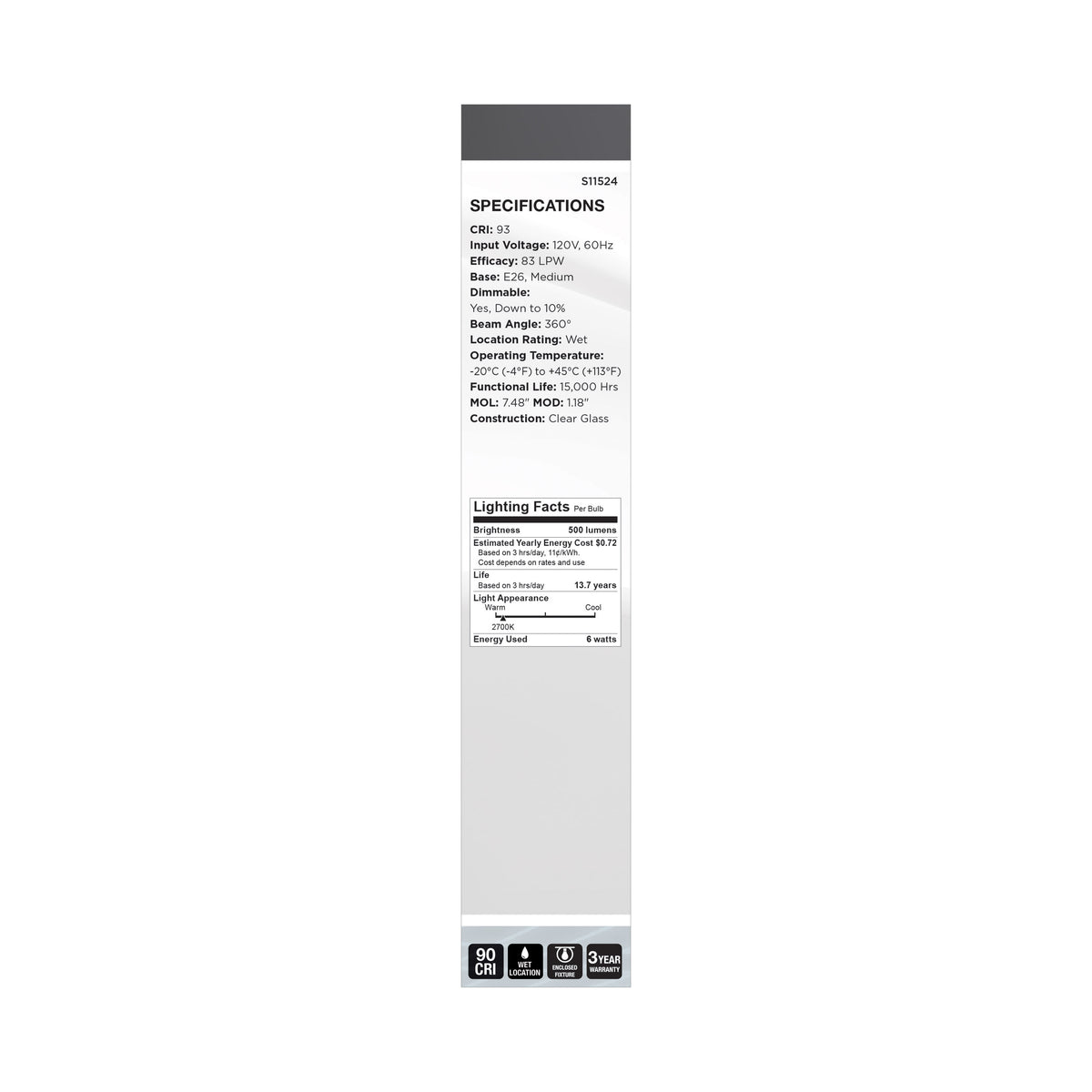 6 Watt LED - Reminiscent - Flex Gray Coil Filament - T9 - Medium Base - 2700K CCT - Clear - 120 Volt