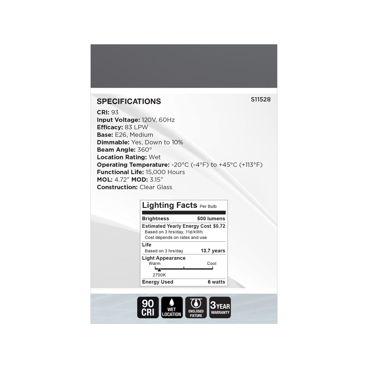 6 Watt LED - Reminiscent - Flex Gray Filament - G25 Loop - Medium Base - 2700K CCT - Clear - 120 Volt