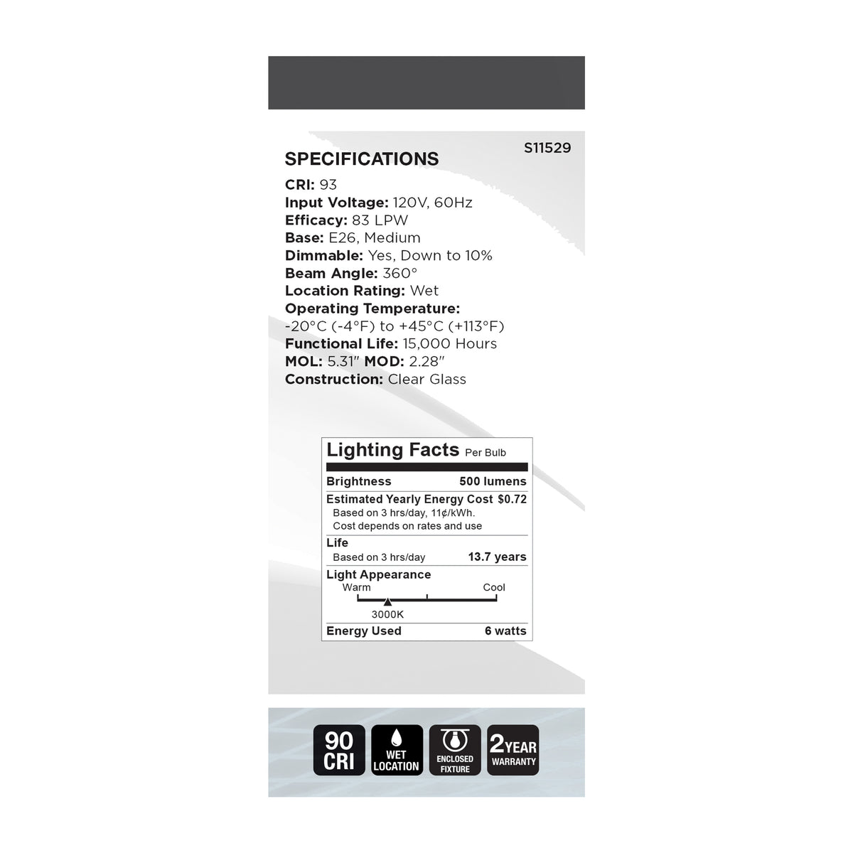 6 Watt ST19 LED - Reminiscent - Flex Gray Coil Filament - E26 - 3000K - 120 Volt