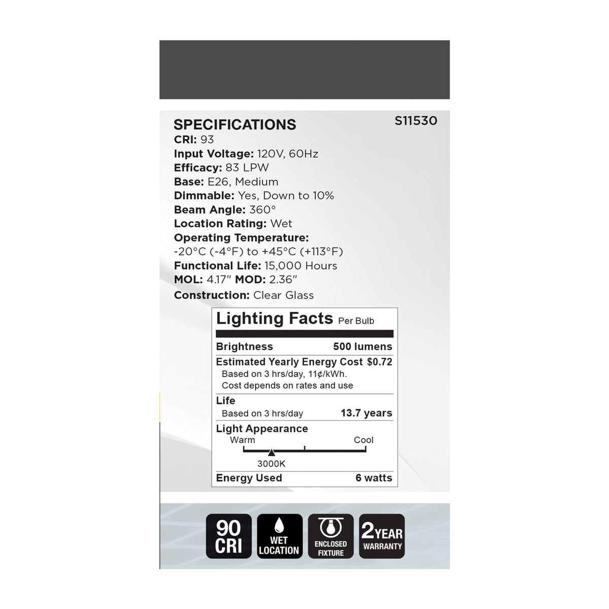 6 Watt A19 LED - Reminiscent - Flex Gray Coil Filament - E26 - 3000K - 120 Volt