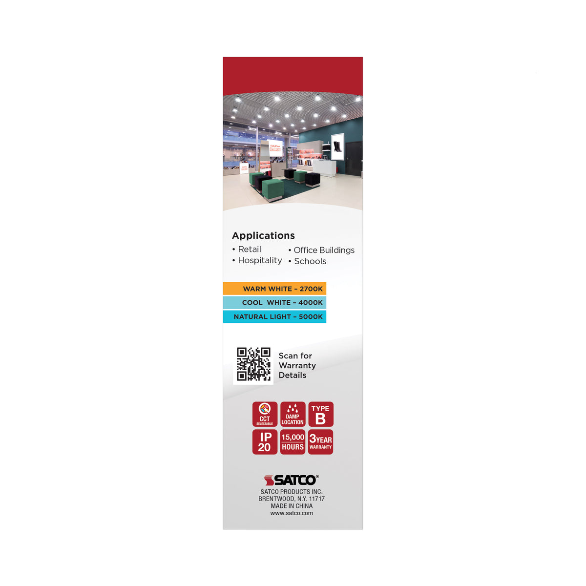 18 Watt LED PL - 27K/4K/5K CCT Selectable - GX32d-3 Base - 28W CFL Replacement - Type B Ballast Bypass - 120-277 Range Voltage