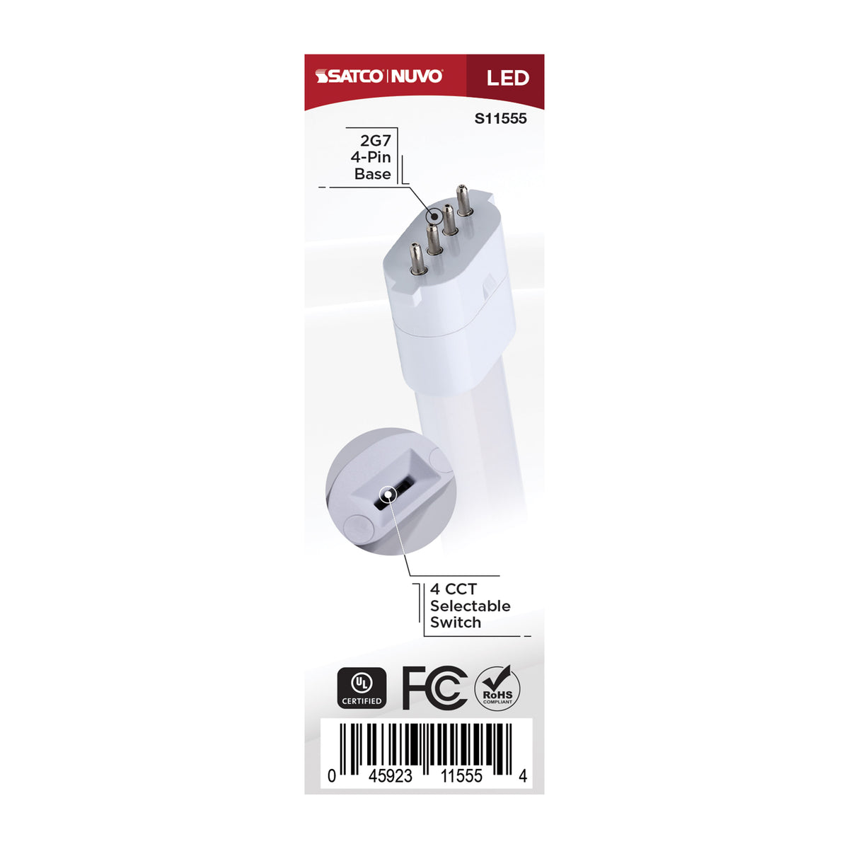 3.5 Watt - 2G7 Base - 27K/30K/35K/40K CCT Selectable - Frost Finish - Ballast Bypass - 120-277 Volt