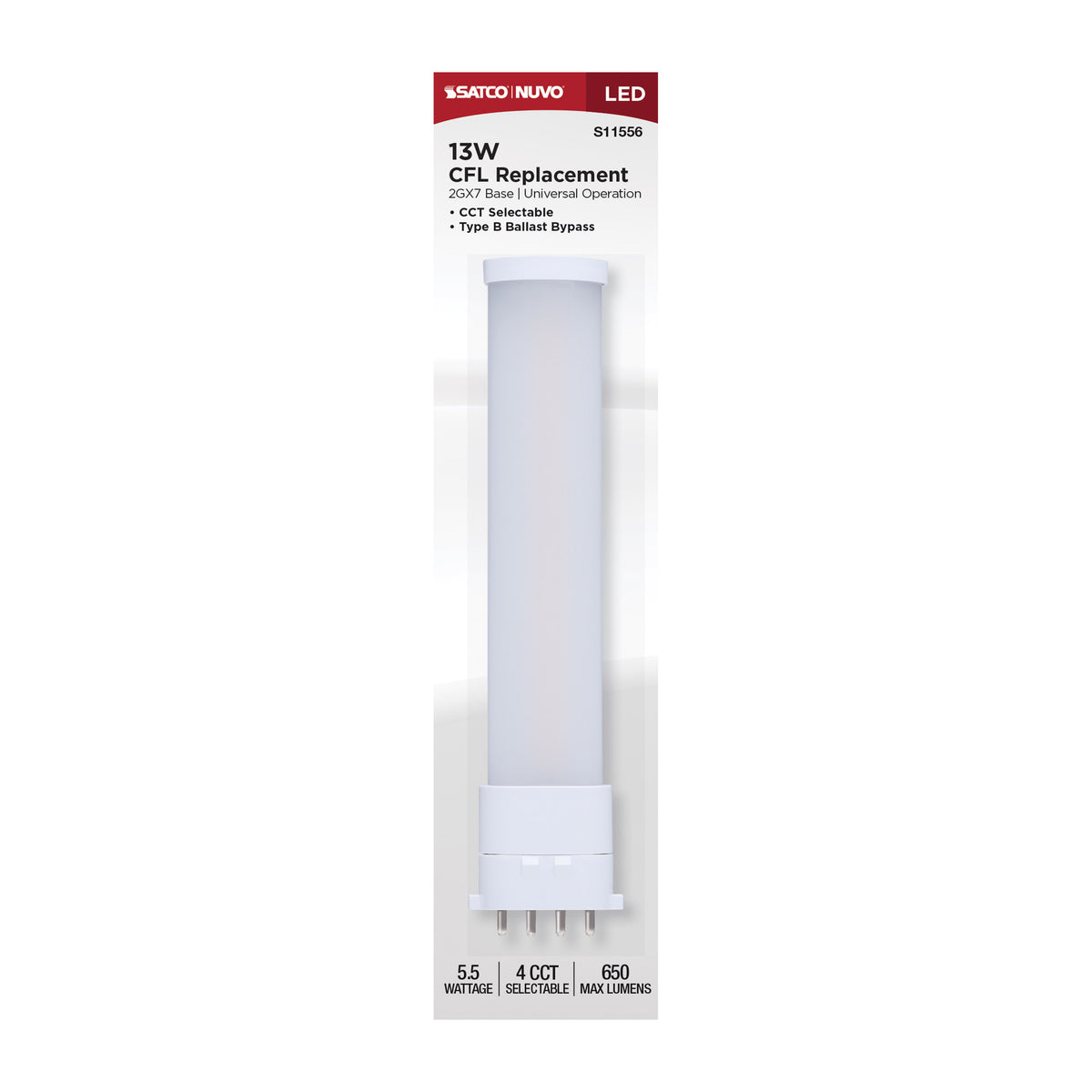 5.5 Watt - 2GX7 Base - 27K/30K/35K/40K CCT Selectable - Frost Finish - Ballast Bypass - 120-277 Volt