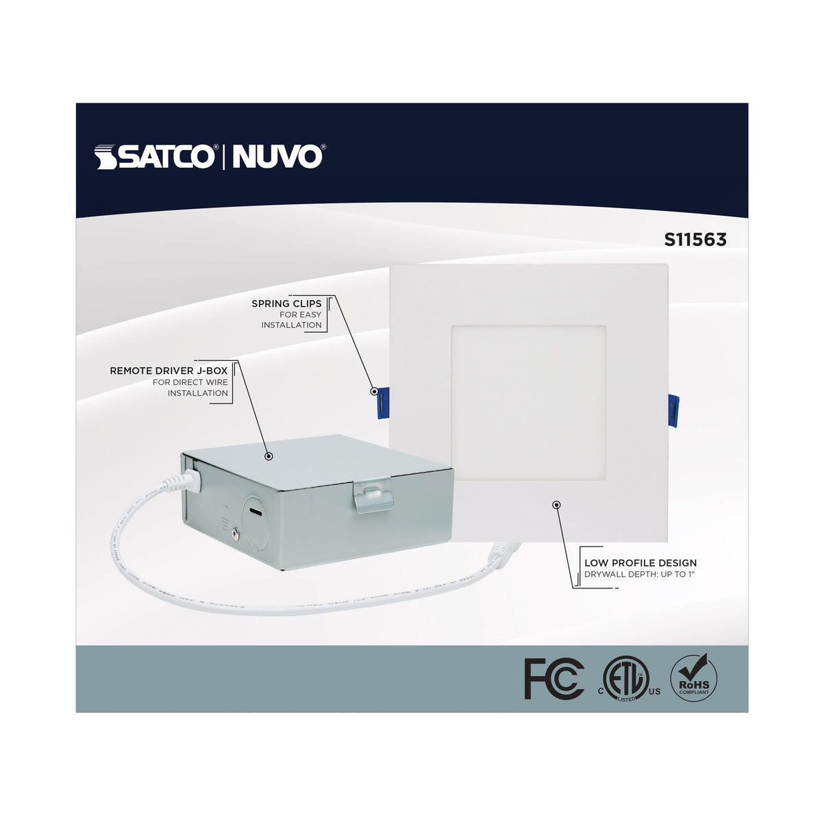 12 Watt - LED Direct Wire - Low Profile Downlight - 6 Inch Square - Starfish IOT - Tunable White and RGB - 120 Volt - 90 CRI - White Finish
