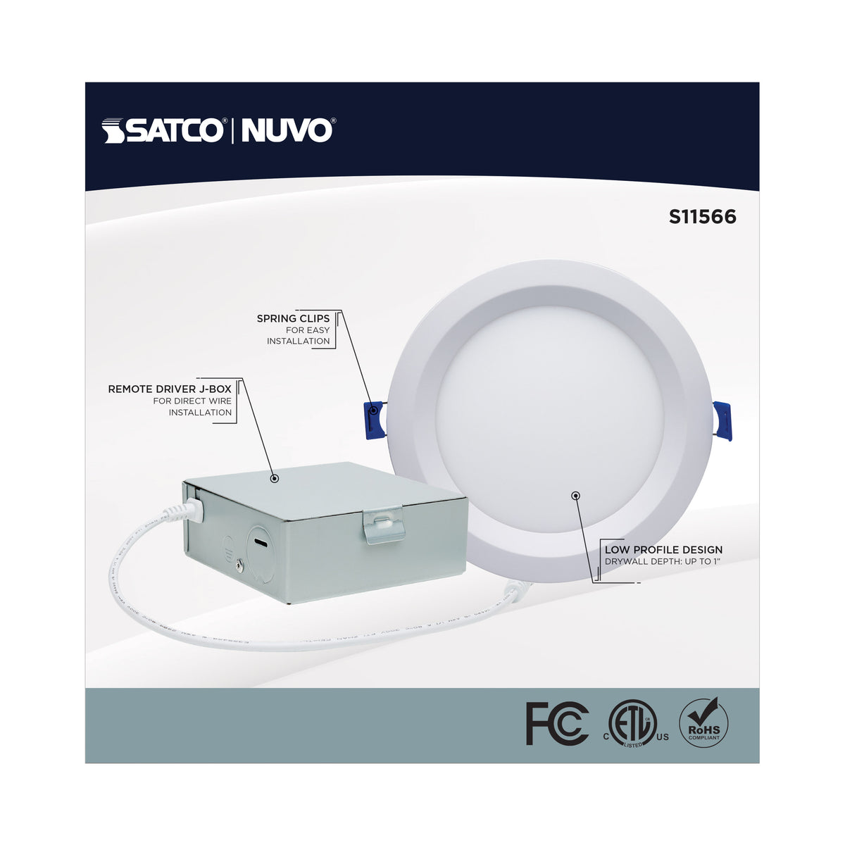 12 Watt - LED Direct Wire - Low Profile Regress Baffle Downlight - 6 Inch Round - Starfish IOT - Tunable White and RGB - 120 Volt - 90 CRI - White Finish