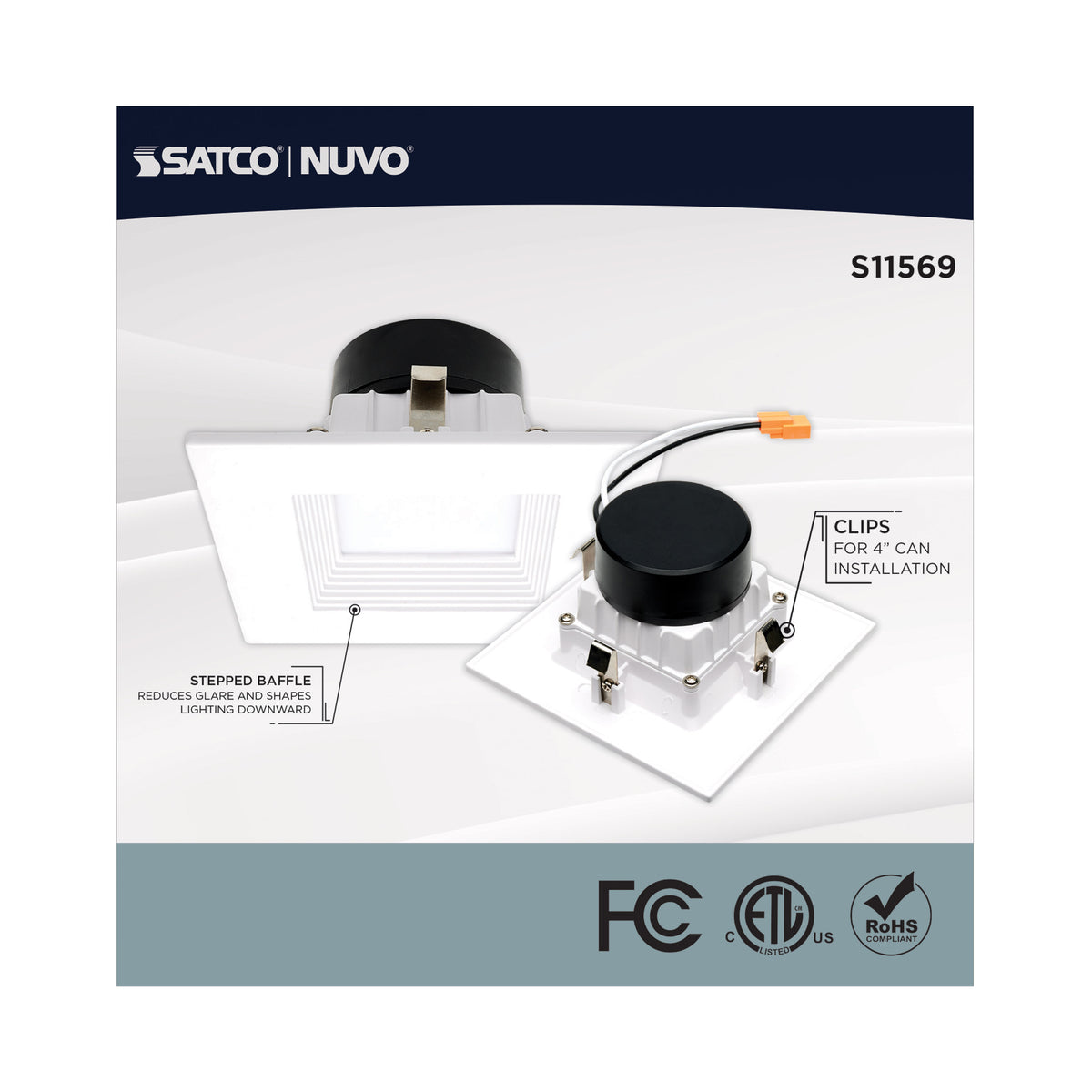 10.5 Watt - LED Retrofit Downlight - 4 Inch Square - Starfish IOT - RGB & Tunable White - 120 Volt - 90 CRI - White Finish