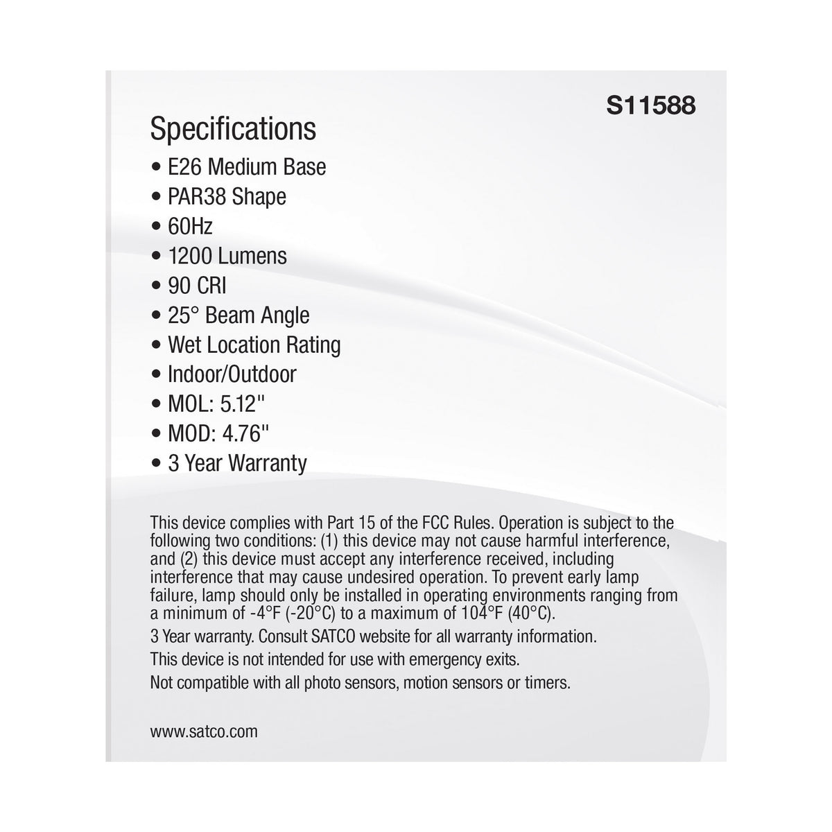 13.3 Watt PAR38 LED - Medium Base - Silver Finish - CCT Selectable - 120 Volt - 25 Degree Beam Angle