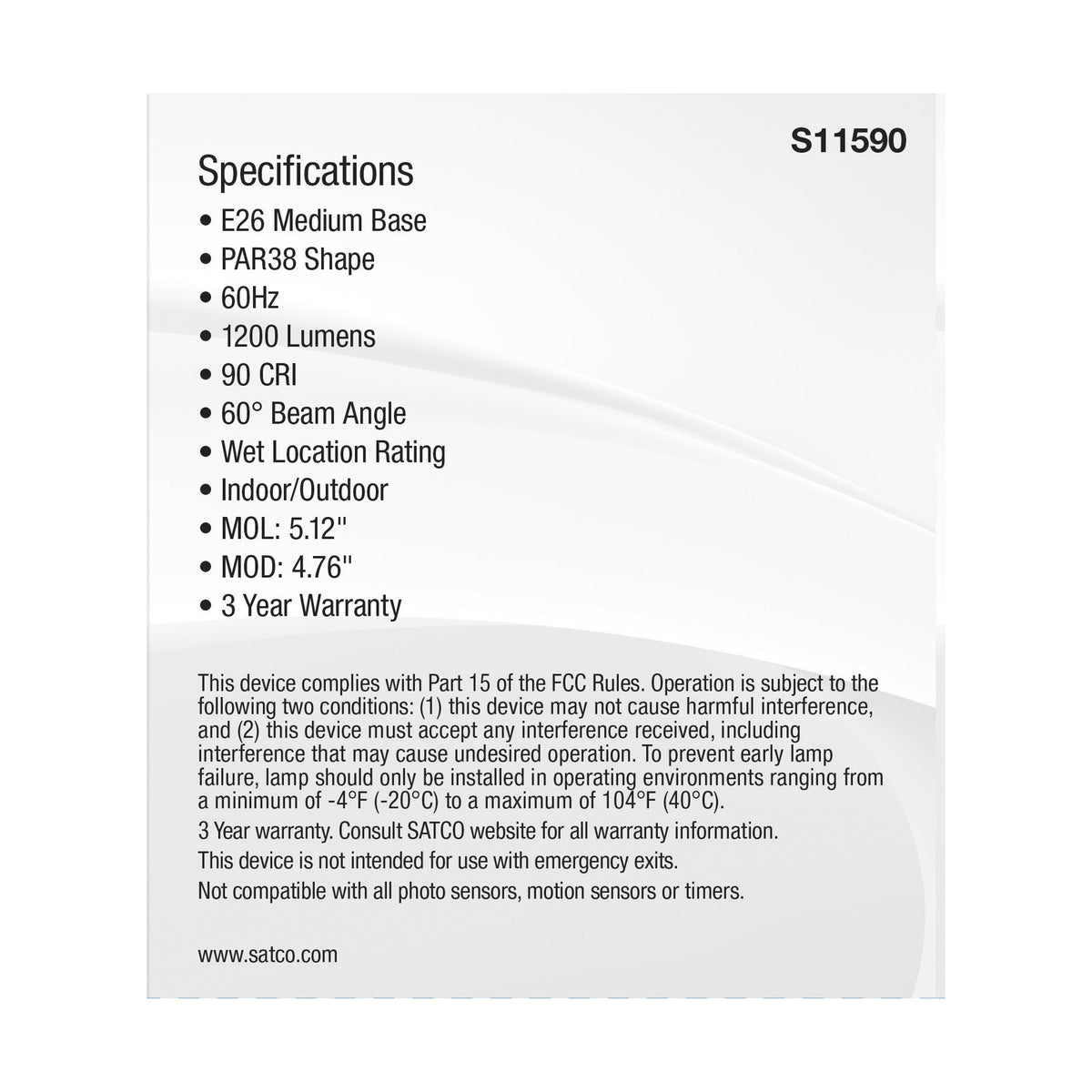 13.3 Watt PAR38 LED - Medium Base - Silver Finish - CCT Selectable - 120 Volt - 60 Degree Beam Angle