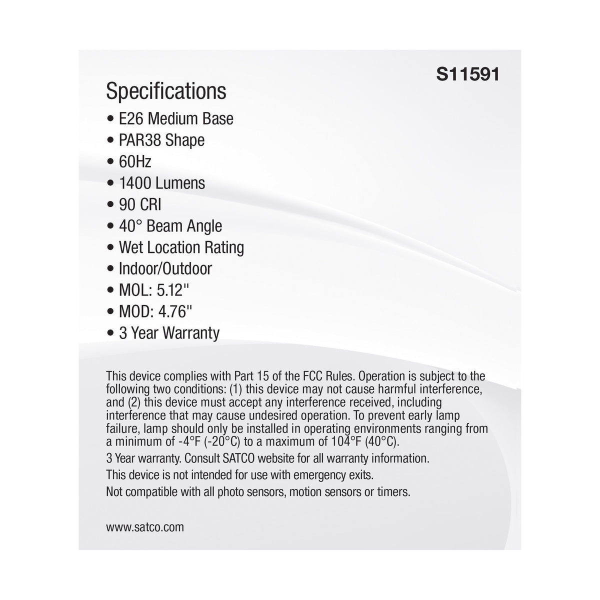 15.5 Watt PAR38 LED - Medium Base - Silver Finish - CCT Selectable - 120 Volt - 40 Degree Beam Angle