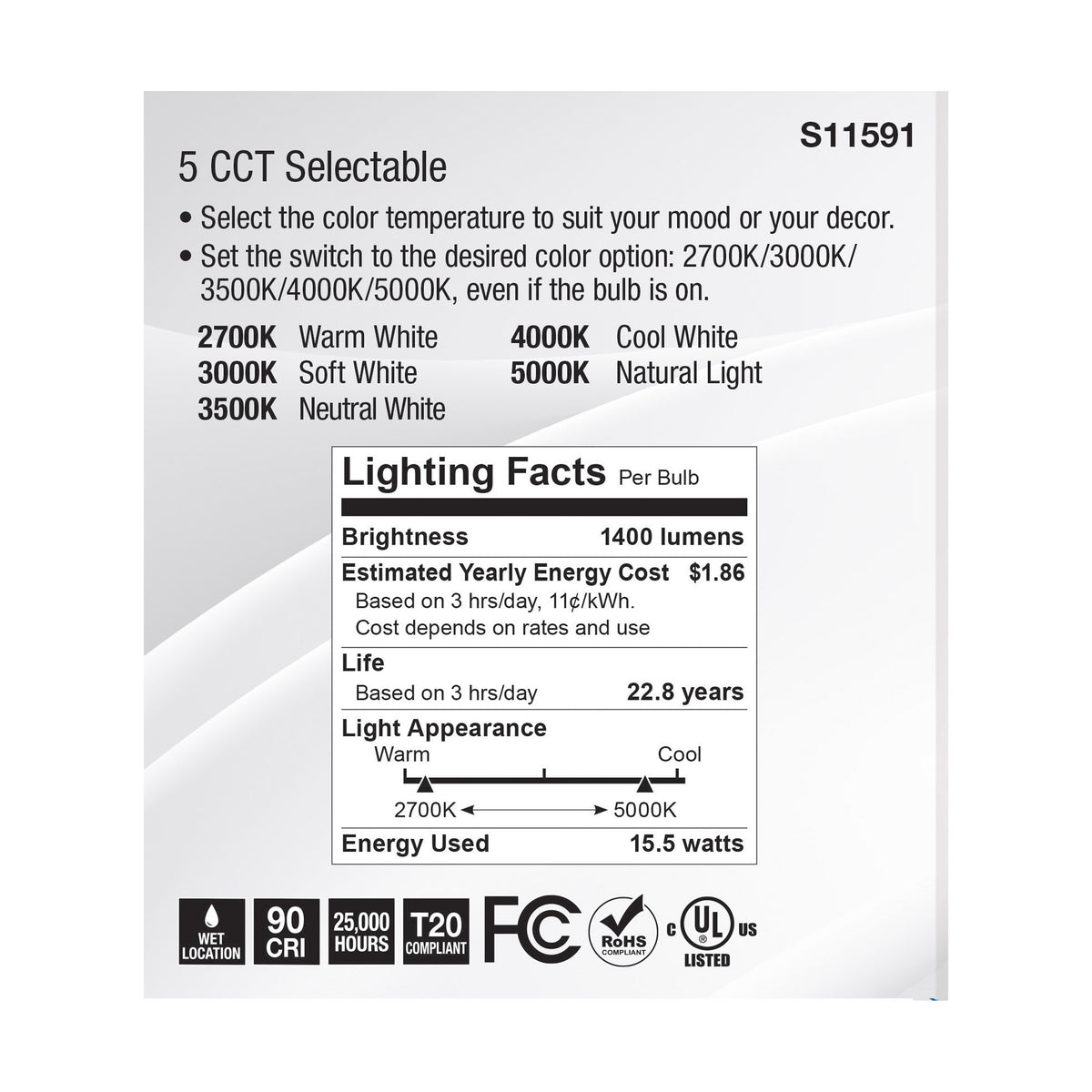 15.5 Watt PAR38 LED - Medium Base - Silver Finish - CCT Selectable - 120 Volt - 40 Degree Beam Angle