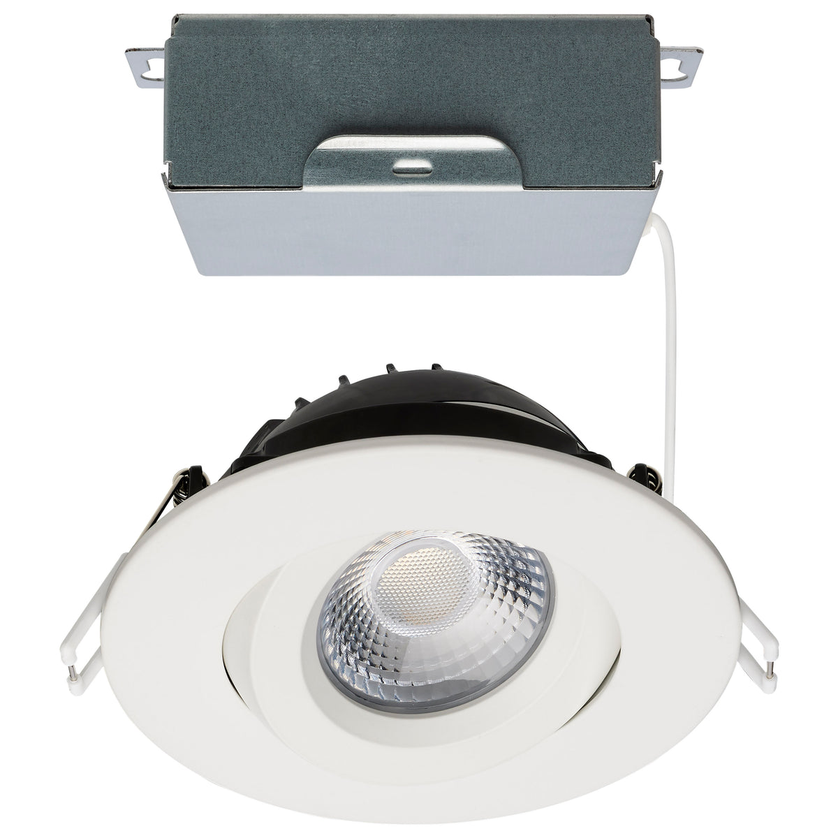 12 Watt LED Direct Wire Downlight - GimbaLED - 4 Inch - Selectable - Round - Remote Driver - White Finish - 850 Lumens - 120