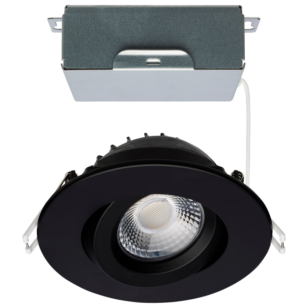 12 Watt LED Direct Wire Downlight - GimbaLED - 4 Inch - Selectable - Round - Remote Driver - Black Finish - 850 Lumens - 120