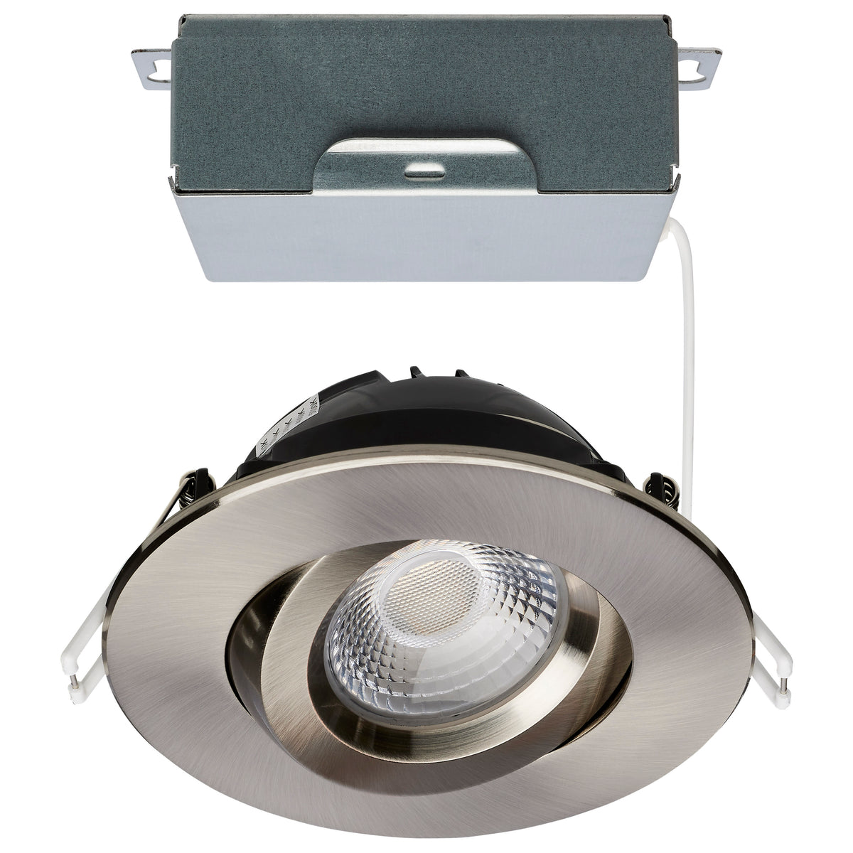 12 Watt LED Direct Wire Downlight - GimbaLED - 4 Inch - Selectable - Round - Remote Driver - Brushed Nickel Finish - 850