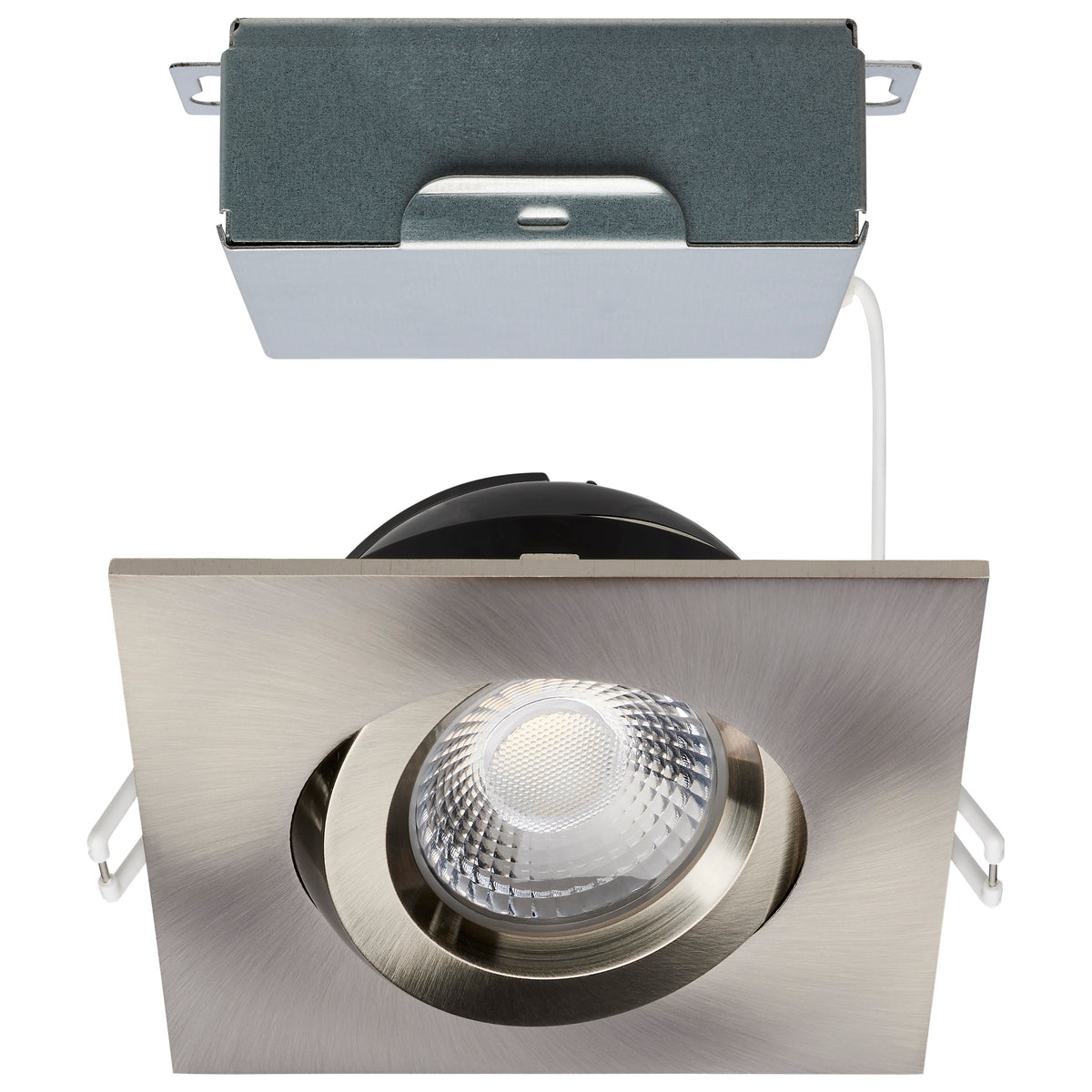 12 Watt LED Direct Wire Downlight - GimbaLED - 4 Inch - Selectable - Square - Remote Driver - Brushed Nickel Finish - 850