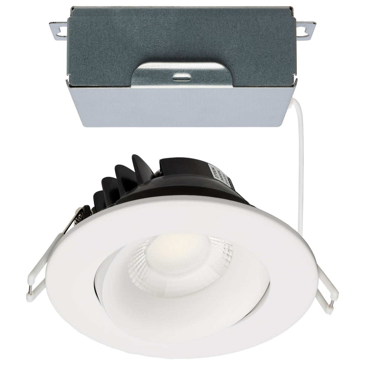12 Watt LED Direct Wire Downlight - GimbaLED - 3.5 Inch - Selectable - Round - Remote Driver - White Finish - 840 Lumens